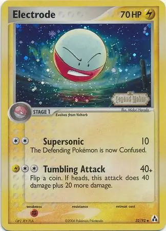 Electrode Reverse Holo Pokemon card from Legend Maker
