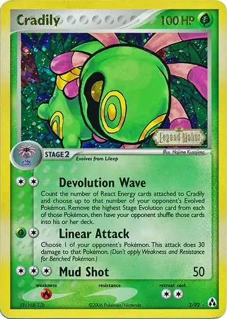Cradily Reverse Holo Pokemon card from Legend Maker