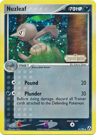 Nuzleaf Reverse Holo Pokemon card from Legend Maker