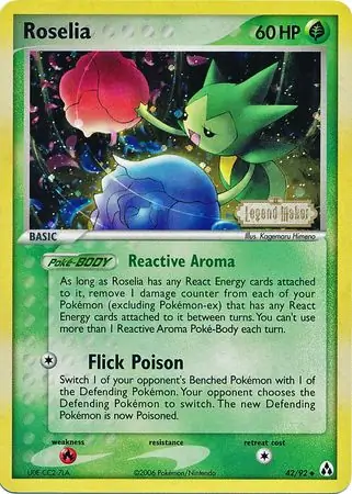Roselia Reverse Holo Pokemon card from Legend Maker