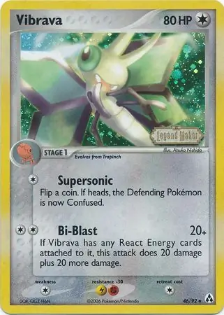 Vibrava Reverse Holo Pokemon card from Legend Maker