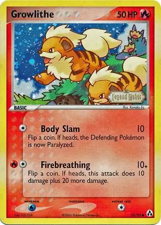Growlithe Reverse Holo Pokemon card from Legend Maker
