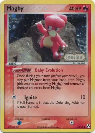Magby Reverse Holo Pokemon card from Legend Maker