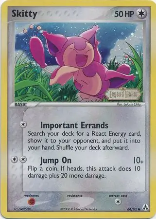 Skitty Reverse Holo Pokemon card from Legend Maker