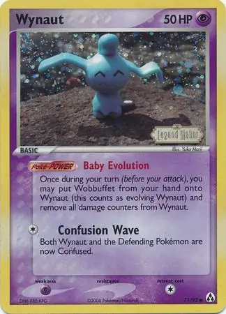 Wynaut Reverse Holo Pokemon card from Legend Maker