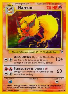 Flareon Holo Pokemon card from Legendary Collection