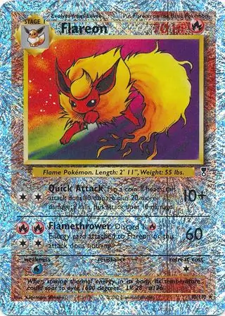 Flareon Reverse Holo Pokemon card from Legendary Collection