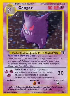 Gengar Holo Pokemon card from Legendary Collection