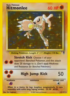 Hitmonlee Holo Pokemon card from Legendary Collection