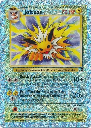 Jolteon Reverse Holo Pokemon card from Legendary Collection