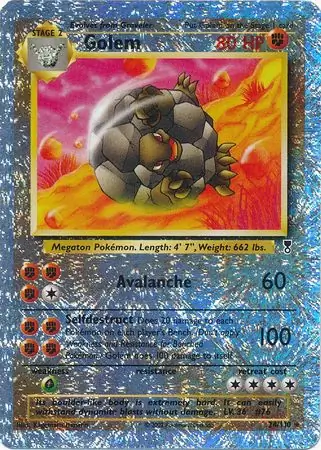 Golem Reverse Holo Pokemon card from Legendary Collection