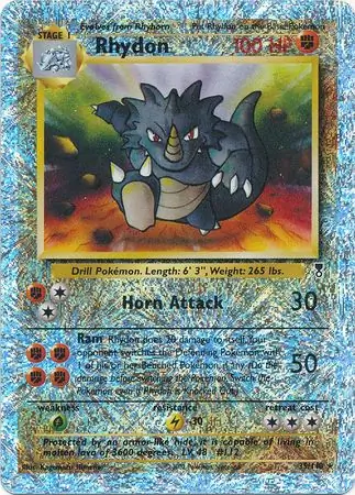 Rhydon Reverse Holo Pokemon card from Legendary Collection