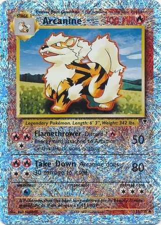 Arcanine Reverse Holo Pokemon card from Legendary Collection
