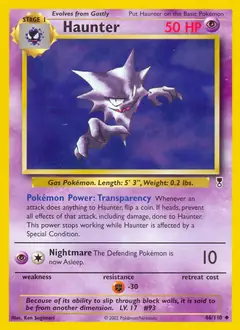 Haunter Pokemon card from Legendary Collection