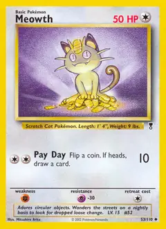 Meowth Pokemon card from Legendary Collection