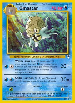 Omastar Pokemon card from Legendary Collection