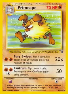 Primeape Pokemon card from Legendary Collection