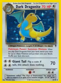 Dark Dragonite Holo Pokemon card from Legendary Collection