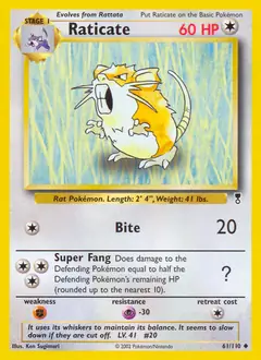 Raticate Pokemon card from Legendary Collection
