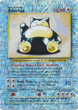 Snorlax Reverse Holo Pokemon card from Legendary Collection