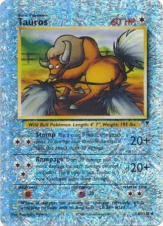 Tauros Reverse Holo Pokemon card from Legendary Collection