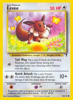 Eevee Pokemon card from Legendary Collection