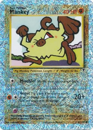 Mankey Reverse Holo Pokemon card from Legendary Collection