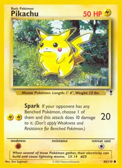 Pikachu Pokemon card from Legendary Collection