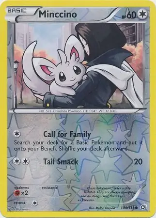 Minccino Reverse Holo Pokemon card from Legendary Treasures