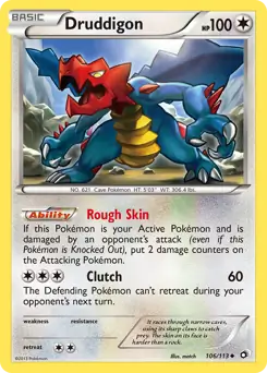 Druddigon Pokemon card from Legendary Treasures