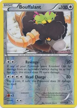 Bouffalant Reverse Holo Pokemon card from Legendary Treasures