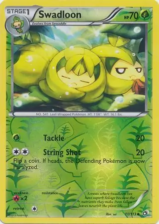Swadloon Reverse Holo Pokemon card from Legendary Treasures