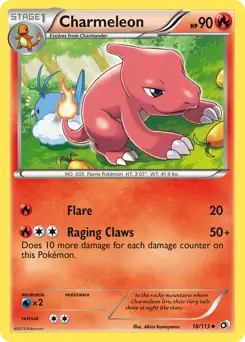 Charmeleon Pokemon card from Legendary Treasures