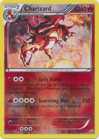 Charizard Reverse Holo Pokemon card from Legendary Treasures