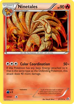 Ninetales Pokemon card from Legendary Treasures