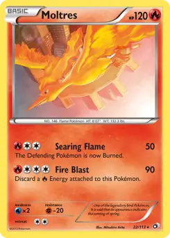 Moltres Holo Pokemon card from Legendary Treasures