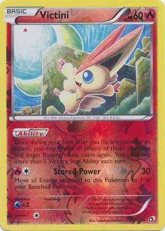 Victini Reverse Holo Pokemon card from Legendary Treasures