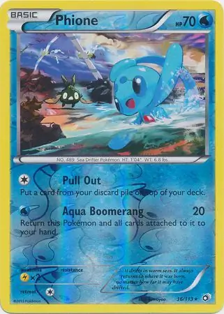 Phione Reverse Holo Pokemon card from Legendary Treasures