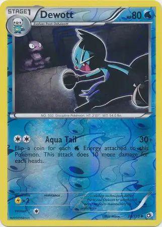 Dewott Reverse Holo Pokemon card from Legendary Treasures