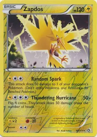 Zapdos Reverse Holo Pokemon card from Legendary Treasures