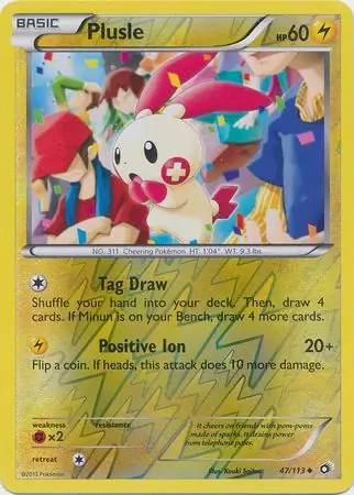 Plusle Reverse Holo Pokemon card from Legendary Treasures