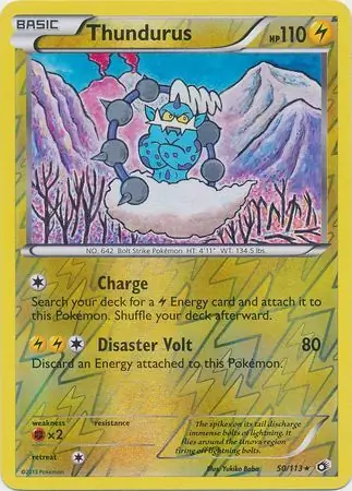 Thundurus Reverse Holo Pokemon card from Legendary Treasures