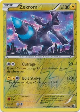 Zekrom Reverse Holo Pokemon card from Legendary Treasures