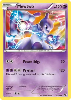 Mewtwo Holo Pokemon card from Legendary Treasures