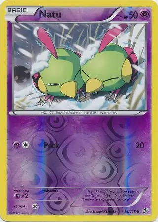 Natu Reverse Holo Pokemon card from Legendary Treasures