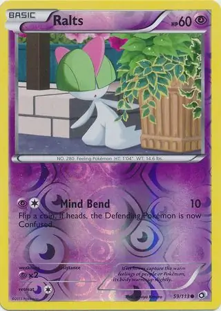 Ralts Reverse Holo Pokemon card from Legendary Treasures