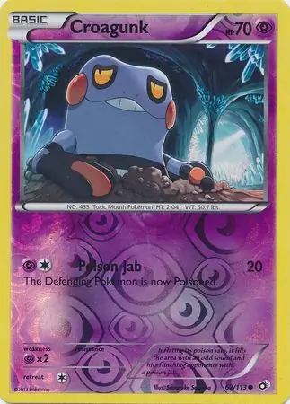 Croagunk Reverse Holo Pokemon card from Legendary Treasures