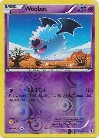 Woobat Reverse Holo Pokemon card from Legendary Treasures