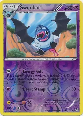 Swoobat Reverse Holo Pokemon card from Legendary Treasures