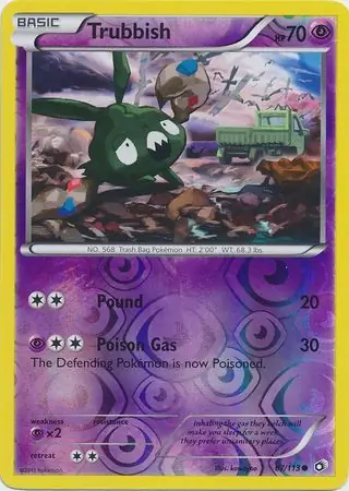 Trubbish Reverse Holo Pokemon card from Legendary Treasures